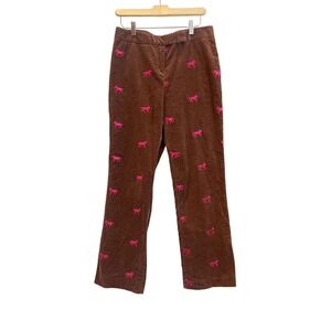 Lilly Pulitzer Vintage Corduroy Horse Embroidered Pants Brown‎ Pink Size 8